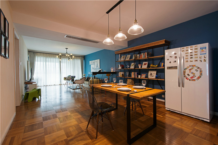 北歐工業風 藍色與米色的